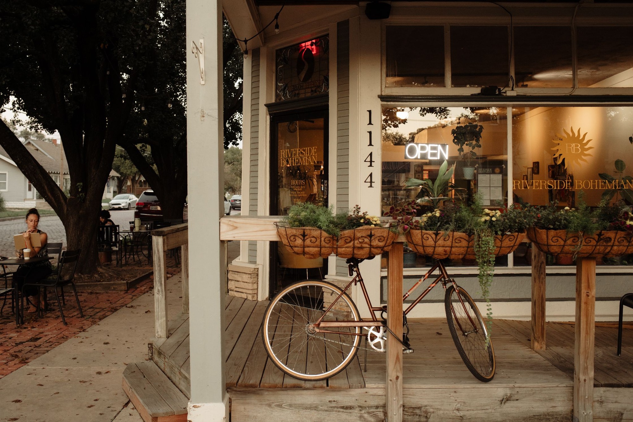 The warm, welcoming interior of Riverside Bohemian Coffee Shop